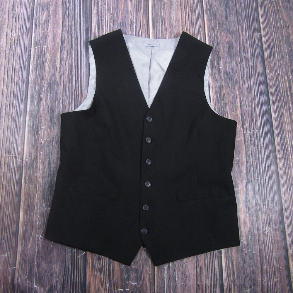 Suit Vest J. Ferrar Mens M Black Solid Polyester Viscose Spandex 3 Piece Slim